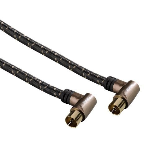 HAMA ANTENNA CABLE, COAX PLUG - COAX SOCKET, 90Â°, METAL, 3.0 M, 110 DB, BRONZE COFFEE