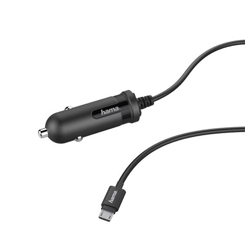 HAMA NABÍJEČKA DO VOZIDLA S KABELEM, MICRO USB, 2,4 A, ČERNÁ