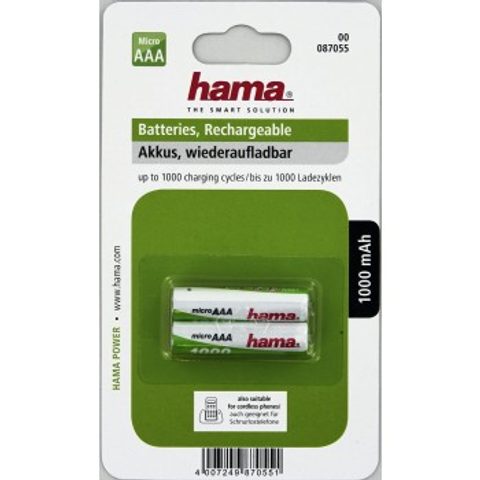 Hama Rechargeable NiMH Batteries Micro - HR03 2x AAA 1000 mAh 