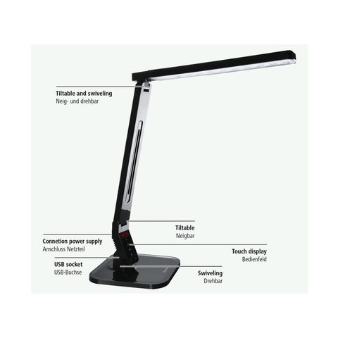 HAMA SL 95 LED DESK LAMP, MULTI-COLOUR/TIMER, BLACK