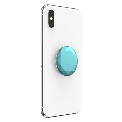 POPSOCKETS POPGRIP GEN.2, METALIC DIAMOND AQUARIUS BLUE, 3D DIAMANT TYRKYSOVÝ, HLINÍKOVÝ