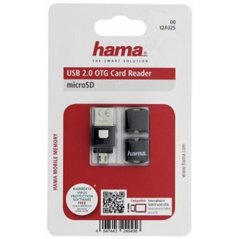 HAMA ČTEČKA KARET USB 2.0 OTG PRO SMARTPHONE/TABLETY, MSD, ČERNÁ
