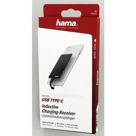 HAMA PŘIJÍMAČ PRO INDUKČNÍ NABÍJENÍ, PRO MOBILY, USB TYP C, 800 MA