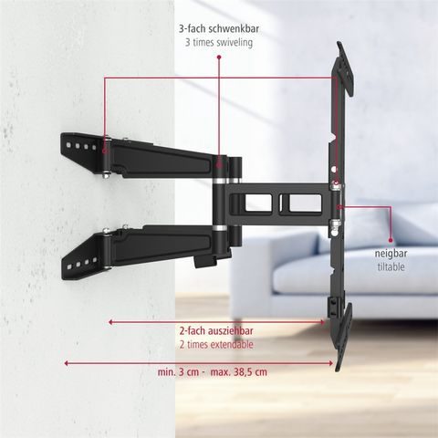 HAMA NÁSTENNÝ DRŽIAK TV, POHYBLIVÝ, 400X400, 5*, ČIERNY