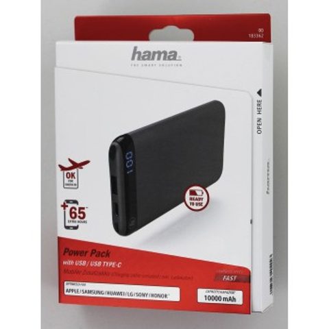 HAMA LED10S POWERBANKA, 10000 MAH, ANTRACITOVÁ