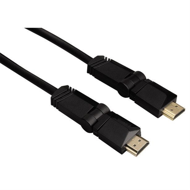 Hama HDMI kábel vidlica - vidlica, otočné vidlice (2 osi), pozlátený, 3*, 1,5 m