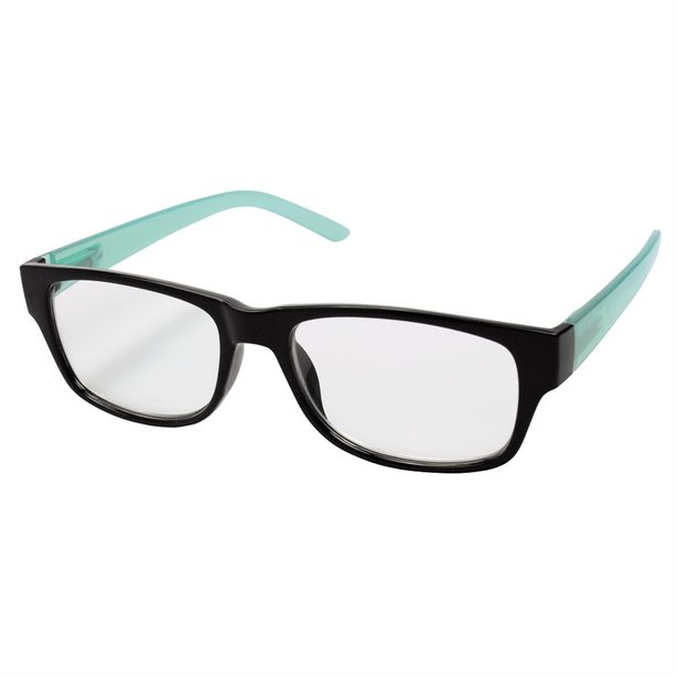 Filtral okuliare na čítanie, plastové, čierne/tyrkysové, +2,5 dpt