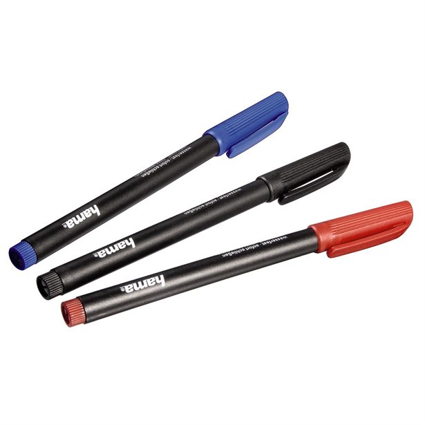 Hama CD-/DVD-ROM Pens, set of 3, black/red/blue