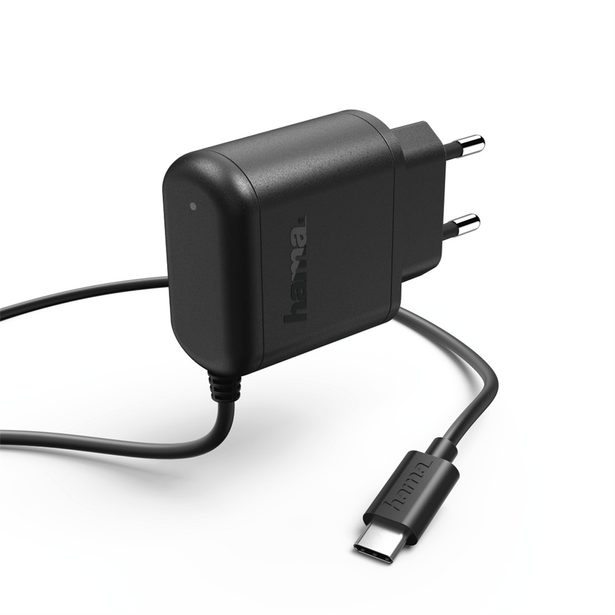 Hama síťová nabíječka 100-240 V, USB typ C, 3 A, černá
