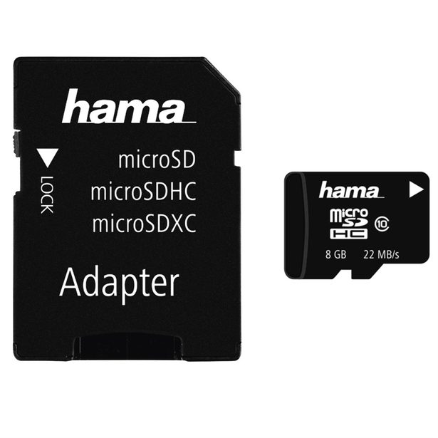 Hama microSDHC 8 GB Class 10 + Adapter/Mobile 22 MB/s
