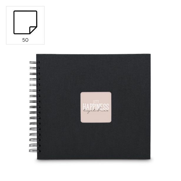 Hama album klasické spirálové FINE ART 28x24 cm, 50 stran, nová černá, černé listy