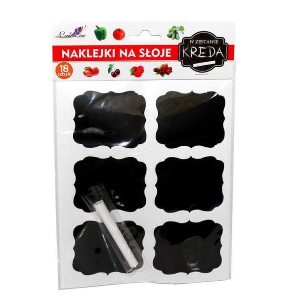 etikety ČERNÉ 18ks + křída, samolepky