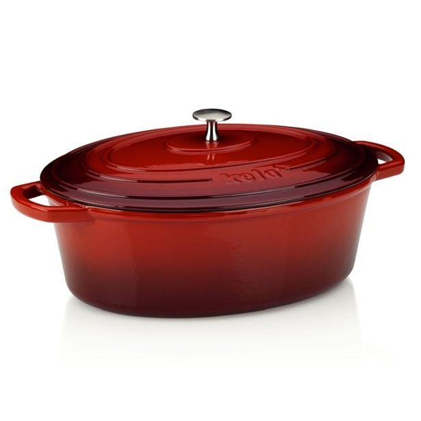 KELA Pekáč litinový s poklicí CALIDO 32 x 25 cm červená KL-11942