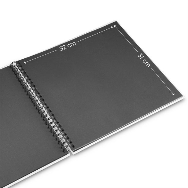 Hama album klasické spirálové FINE ART 36x32 cm, 50 stran, nová černá, černé listy