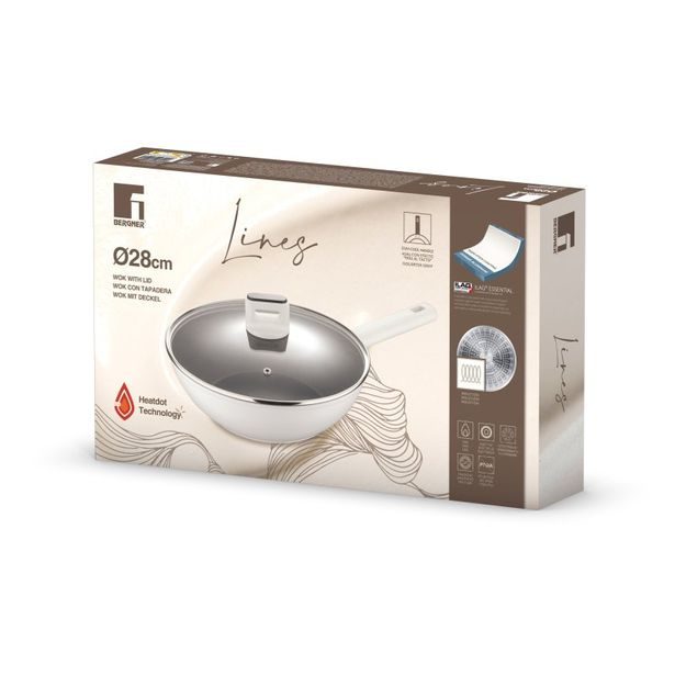 BERGNER Pánev WOK s poklicí s nepřilnavým povrchem LINES 28 cm BG-57098-GY