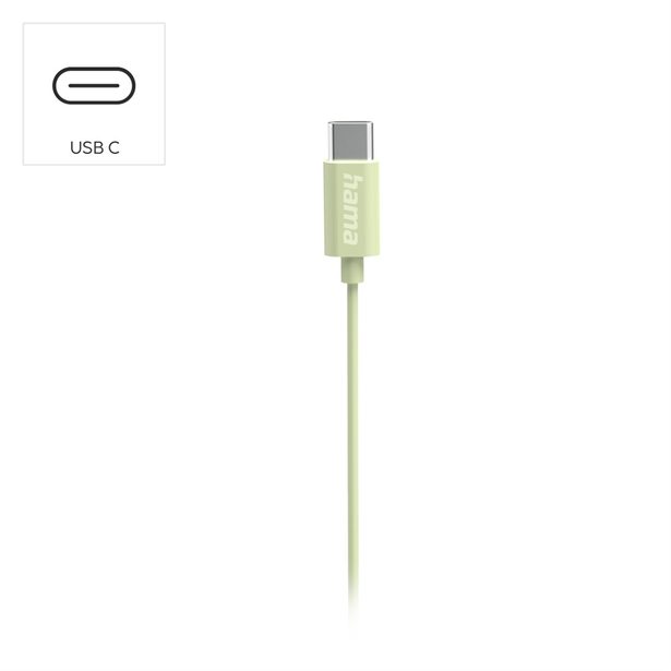 Hama USB-C sluchátka s mikrofonem Curly, špunty, zelená