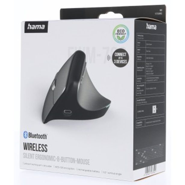 Hama vertikální bezdrátová Multi Device myš EWM-700R, nabíjecí, tichá, podsvícená