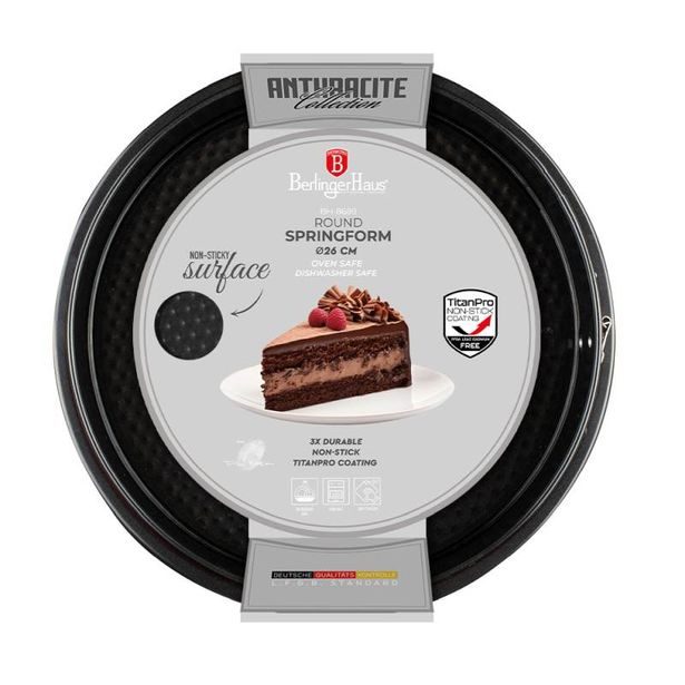 BERLINGERHAUS Forma na dort s nepřilnavým povrchem 2v1 26x6,8 Antracit Collection BH-8689