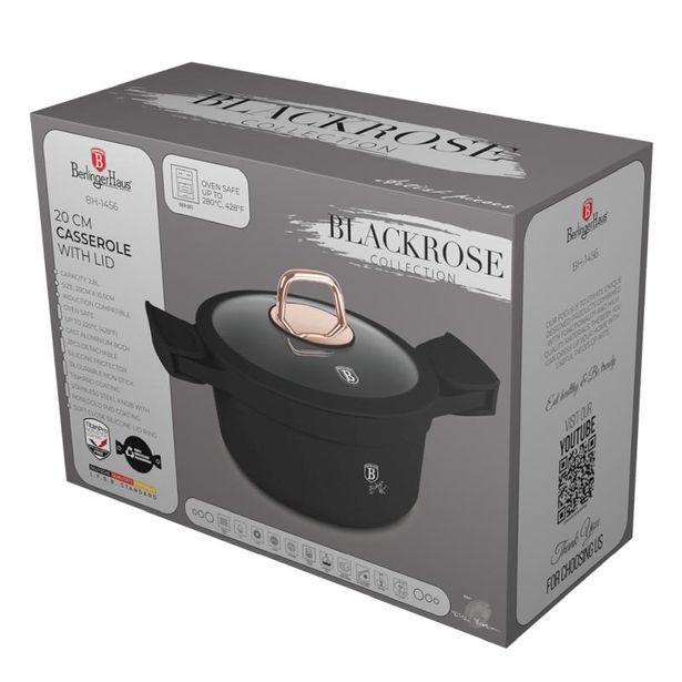 BERLINGERHAUS Kastrol s titanovým povrchem a poklicí 20 cm Black Rose Collection BH-1456