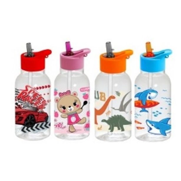 láhev 0,46l MIX, AUTO, DINO, KOČKA, DELFÍN, brčko, plast