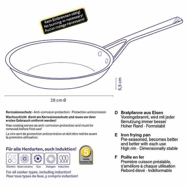 KELA Pánev železná Ruvido černá 28cm KL-12602