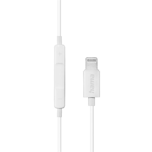 Hama sluchátka s mikrofonem Glow II, pecky, konektor Lightning, bílá
