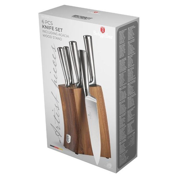 BERLINGERHAUS Sada nožů se stojanem z akátového dřeva 6 ks Stainless steel BH-3124