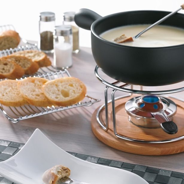 KELA Sýrové fondue NATURA keramika, nerez, chrom, dřevo KL-61306