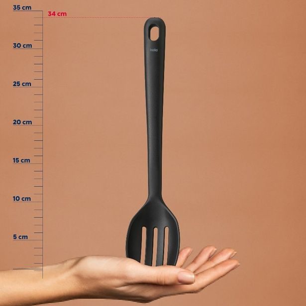 KELA Servírovací lžíce Apart s drážkami plast černá KL-12633