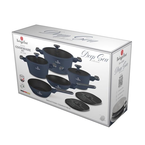 BERLINGERHAUS Sada nádobí s titanovým povrchem 10 ks Deep Sea Collection BH-8381