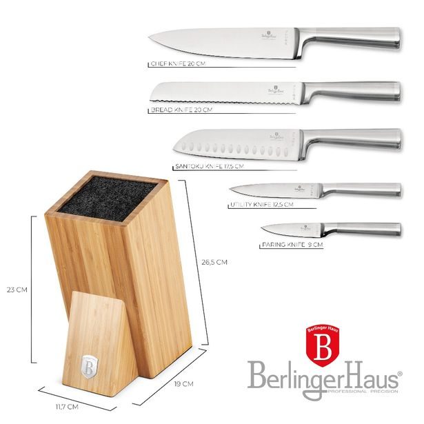 BERLINGERHAUS Sada nožů nerez v dřevěném bloku 6 ks BH-2805