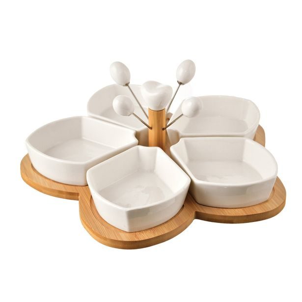 Servírovací misky s napichovátky a tácem WHITELINE