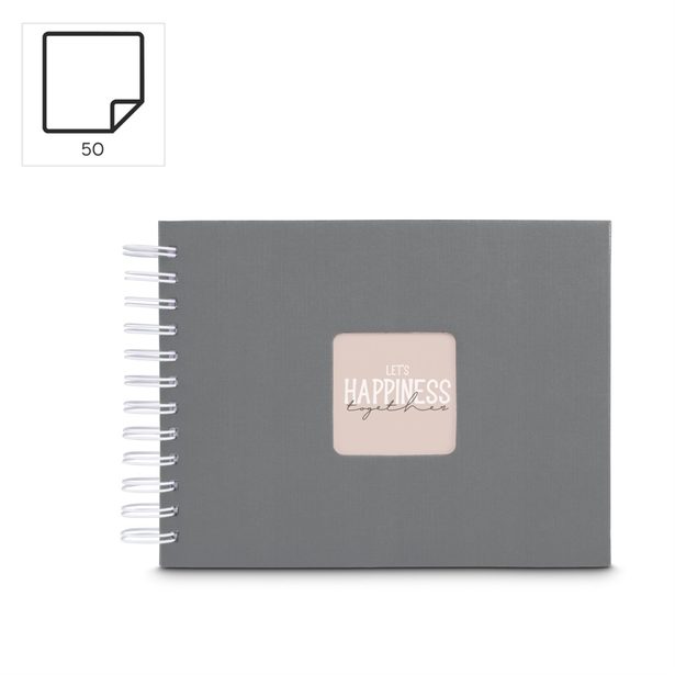 Hama album klasické spirálové FINE ART 24x17 cm, 50 stran, kamenná šedá, bílé listy