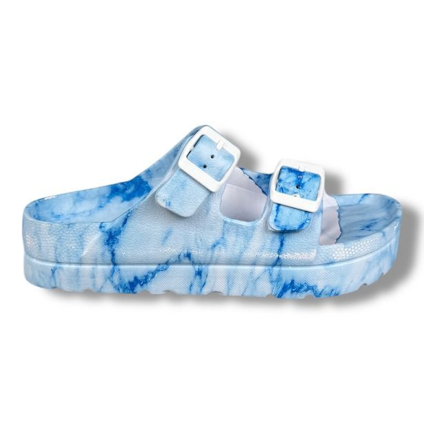 Dámské pantofle na platformě Best Feet - bílo-modré