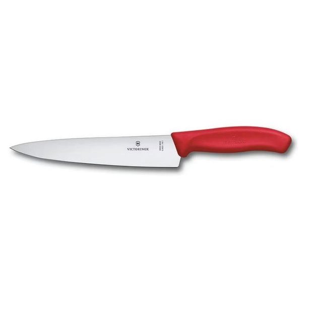 nůž 19cm šéfkuchařský rovný, červený, blistr, VICTORINOX