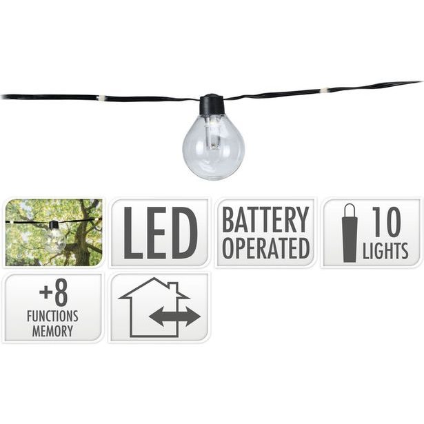 řetěz 2,4m, PÁRTY "ŽÁROVKA", 10LED, na baterie