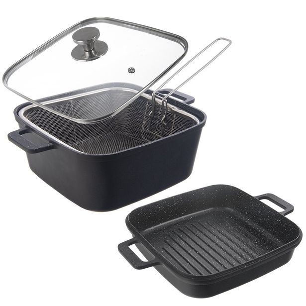 Pekáč GRANDE s víkem 32,5x24,5x16,5 cm oboustranný + frit. košík