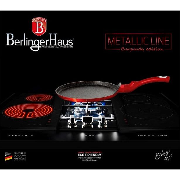 BERLINGERHAUS Pánev na palačinky s mramorovým povrchem 25 cm Burgundy Metallic Line BH-1272