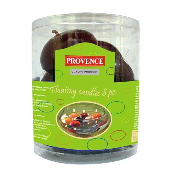 Provence Svíčky plovoucí 8 ks tmavě červená, 4, 3 x 2, 8 cm_hamashop