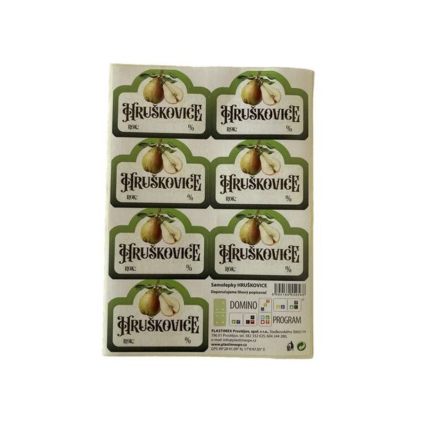 etikety HRUŠKOVICE 7ks, samolepky