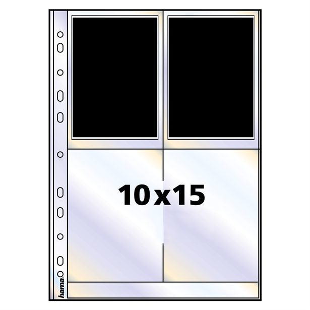 Hama photo sleeves for ring-binder albums A4, Clear, 10 x 15 cm