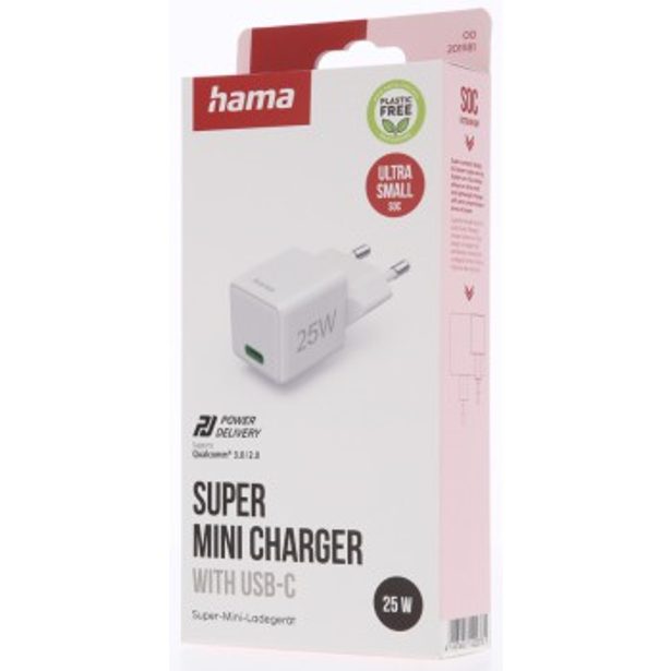Hama rychlá USB nabíječka, USB-C PD/QC 25 W, super-mini