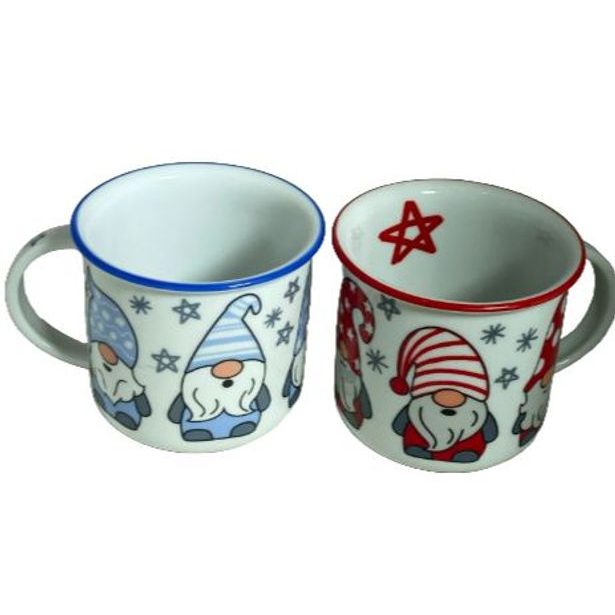 hrnek 250ml TINA - SKŘÍTEK ČERVENÝ, MODRÝ vánoční, čes.porcelán