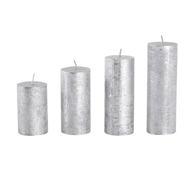 Provence SVÍČKY ADVENTNÍ 4KS, STŘÍBRNÉ_hamashop