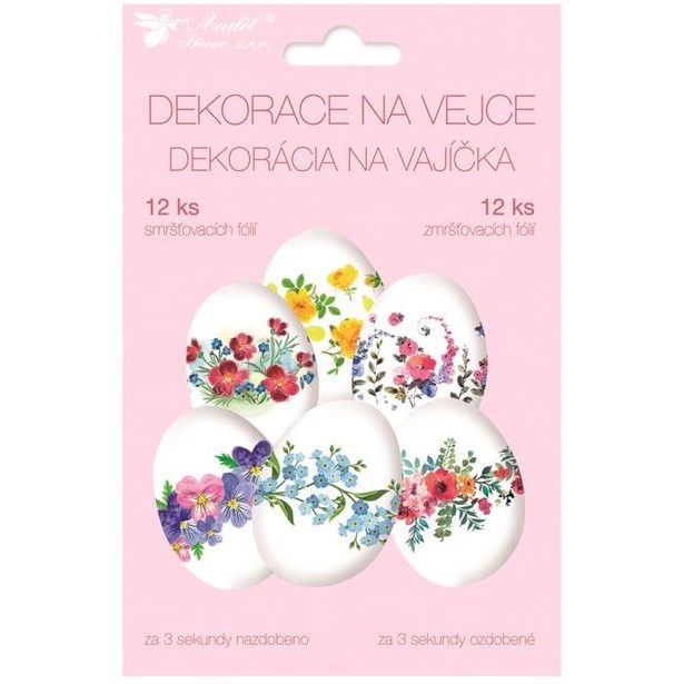 sada k dekor. vajec, KVĚTINY, 12ks, smršt.fólie