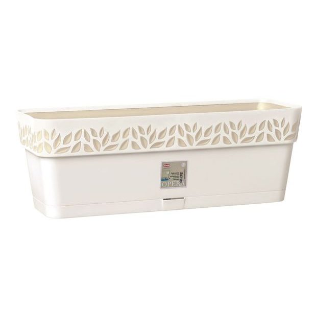 truhlík 50cm BÍLÝ/travertin CLOE+miska