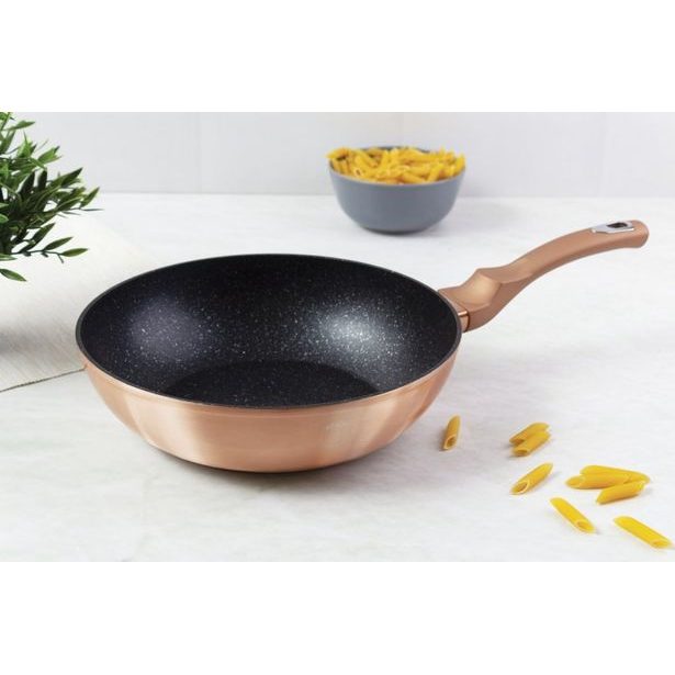 BERLINGERHAUS Pánev Wok s mramorovým povrchem 28 cm Rosegold Metallic Line BH-1512
