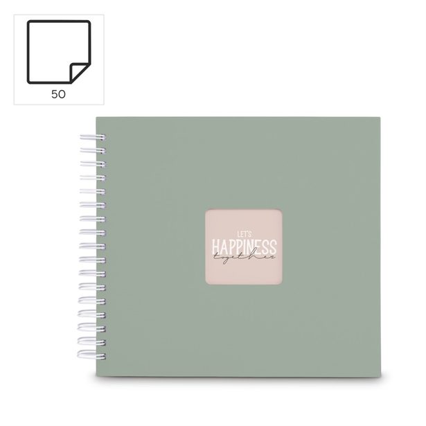 Hama album klasické spirálové FINE ART 28x24 cm, 50 stran, sage, bílé listy