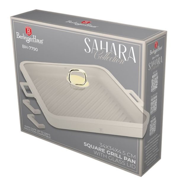 BERLINGERHAUS Pánev grilovací s titanovým povrchem a poklicí 34 cm Sahara Collection BH-7790
