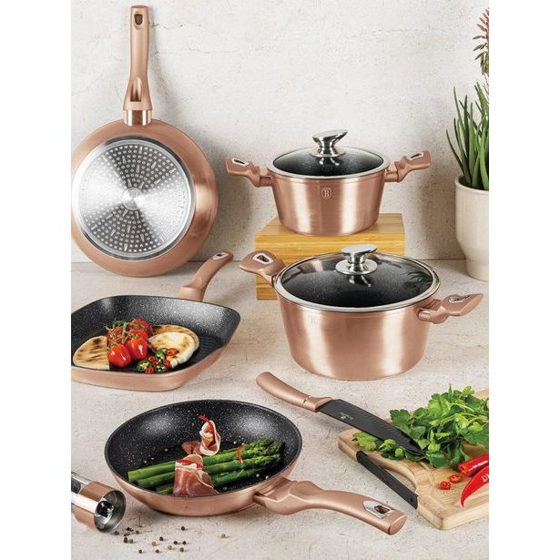 BERLINGERHAUS Sada nádobí s mramorovým povrchem 15 ks Rosegold Metallic Line BH-1224